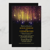 Lila und goldene Hochzeitslitze laden ein Einladung (Vorne/Hinten)