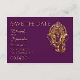 Lila und goldene indische Hochzeit retten das Datu Save The Date