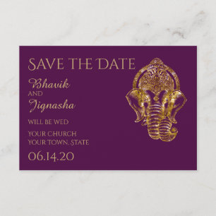 Lila und goldene indische Hochzeit retten Datum Save The Date