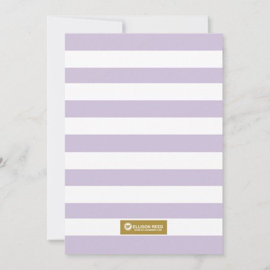 Lila und goldene Kinderdusche, Baby Girl Einladung (Rückseite)