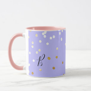 Lila und goldene Konfetti-Punkte Moderne Eleganz Tasse
