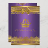 Lila und goldene Kronendusche - Einladung (Vorne/Hinten)