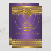 Lila und goldene Kronendusche - Einladung (Vorne/Hinten)
