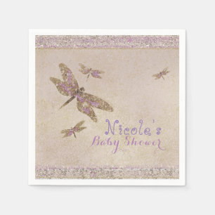 Lila und Goldene Libellen Libellen-Party Serviette
