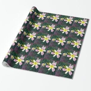 Lila und Goldene Lilien-Geschenkpapier Geschenkpapier