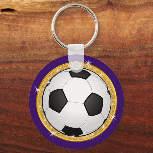 Lila und goldene Mädchen, Gastgeschenke für Fußbal Schlüsselanhänger (Rückseite)