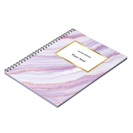 Lila und goldene Marmor | Dein Name Notizblock (Linke Seite)