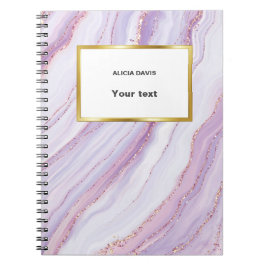 Lila und goldene Marmor | Dein Name Notizblock