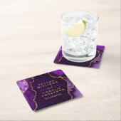 Lila und goldene Marmorhochzeit Rechteckiger Pappuntersetzer (Vor Ort)