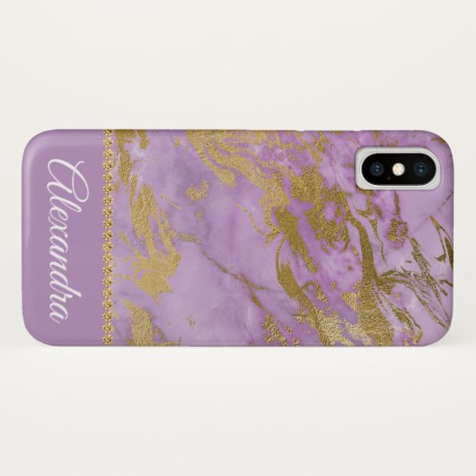 Lila und goldene Marmorroute Mendrisiotto Case-Mate iPhone Hülle (Rückseite (Horizontal))