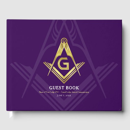 Lila und goldene Masonic Gästebuch | Freimaurer (Vorderseite)