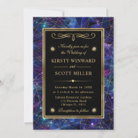 Lila und goldene Midnight Crystal Galaxy Wedding