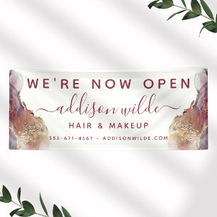 Lila und goldene, moderne Kunst Flüssige Aquarellf Banner