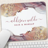 Lila und goldene, moderne Kunst Flüssige Aquarellf Mousepad