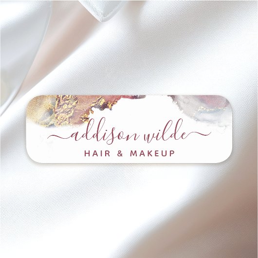 Lila und goldene, moderne Kunst Flüssige Aquarellf Namensschild