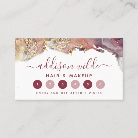 Lila und goldene, moderne Kunst Flüssige Aquarellf Treuekarte (Vorderseite)