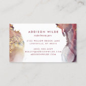 Lila und goldene, moderne Kunst Flüssige Aquarellf Visitenkarte (Rückseite)