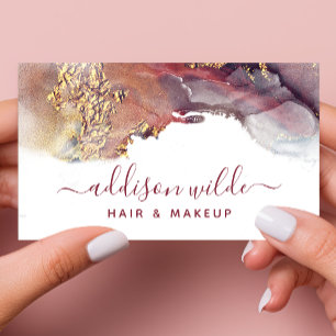 Lila und goldene, moderne Kunst Flüssige Aquarellf Visitenkarte