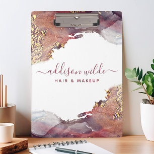 Lila und Goldene Moderne Kunst Flüssige Wasserfarb Klemmbrett