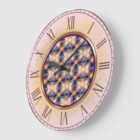Lila und goldene Muster der Lichtmauer-Uhr Große Wanduhr (Winkel)
