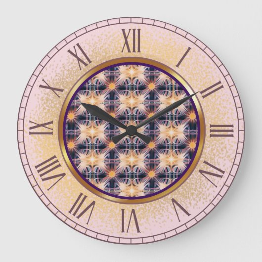 Lila und goldene Muster der Lichtmauer-Uhr Große Wanduhr (Vorderseite)