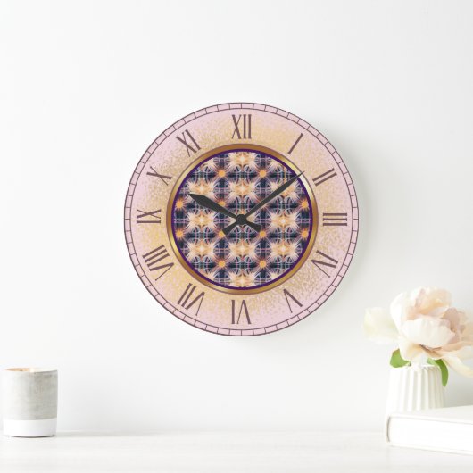 Lila und goldene Muster der Lichtmauer-Uhr Große Wanduhr (Zuhause)