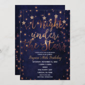 Lila und goldene Nacht unter den Sternen Himmel Einladung (Vorne/Hinten)
