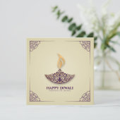 Lila und goldene Ornamente Happy Diwali Karte (Stehend Vorderseite)