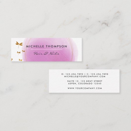 Lila und goldene Pinselstriche - Visitenkarte (Vorne/Hinten)