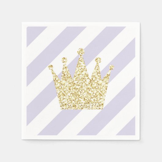 Lila und goldene Prinzessin Crown Napkins Serviette (Vorderseite)