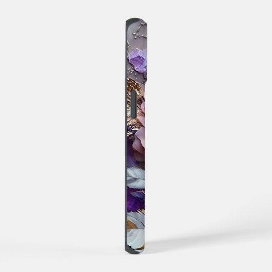 Lila und goldene Riesen-Rose iPhone 15 Hülle (Rechte Seite)