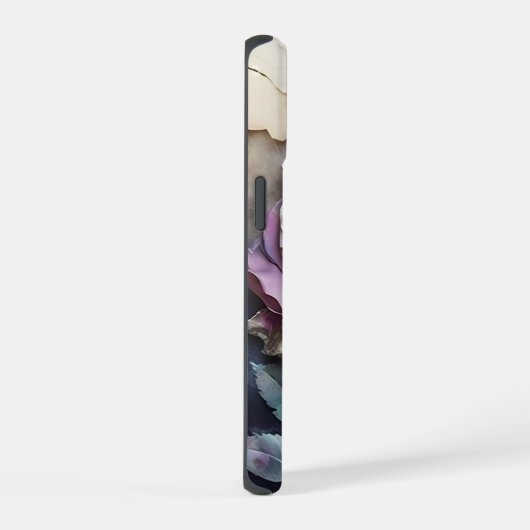 Lila und goldene Riesen-Rose iPhone 15 Hülle (Rechte Seite)