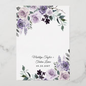 Lila und goldene rustikale Dusty Rose Blumenzehen Folieneinladung (Rückseite)