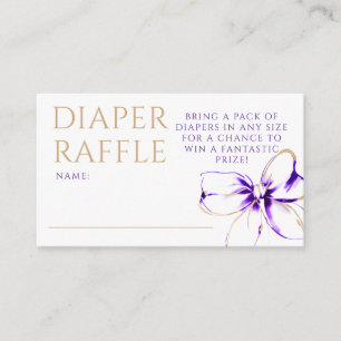 Lila und Goldene Schleife Windel-Raffle-Ticket Begleitkarte