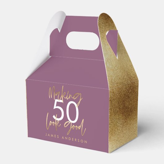 lila und goldene, schlichte und moderne Gefälligke Geschenkschachtel (Vorderseite)