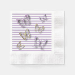 Lila und goldene Schmetterlinge Cocktail Napkins Serviette