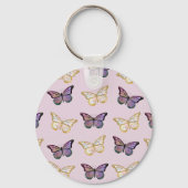 Lila und goldene Schmetterlinge Schlüsselanhänger (Vorderseite)