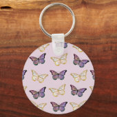 Lila und goldene Schmetterlinge Schlüsselanhänger (Vorderseite)