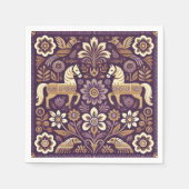 Lila und goldene Skandinavien Kunst-Entdeckungsrei Serviette (Vorderseite)