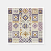 Lila und goldene skandinavische Geometrie Serviette (Vorderseite)