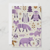 Lila und goldene skandinavische Tiere Einladung (Rückseite)
