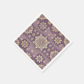 Lila und goldene skandinavische Winterdämmerung Serviette (Ecke)