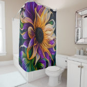 Lila und goldene Sonnenblumen Duschvorhang (Beispiel)