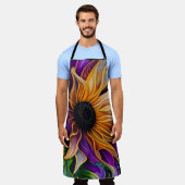 Lila und goldene Sonnenblumen Schürze (Getragen)