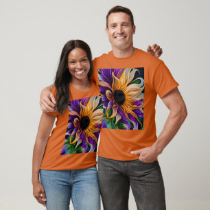 Lila und goldene Sonnenblumen T-Shirt