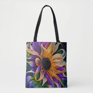 Lila und goldene Sonnenblumen Tasche