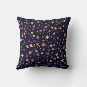 Lila und goldene Stars auf dem Mittelnächtenkissen Kissen