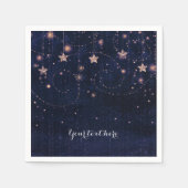 Lila und goldene Sternenhimal-Party Serviette (Vorderseite)