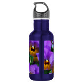 Lila und goldene Stiefmütterchen Edelstahlflasche (Rückseite)