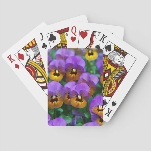 Lila und goldene Stiefmütterchen Spielkarten (Rückseite)